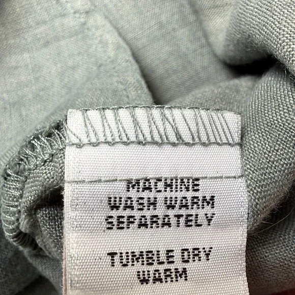 Cut Loose Linen Asym Tunic Dress M Sage Green Sleeveless Pocket Tiered Lagenlook - Picture 16 of 17